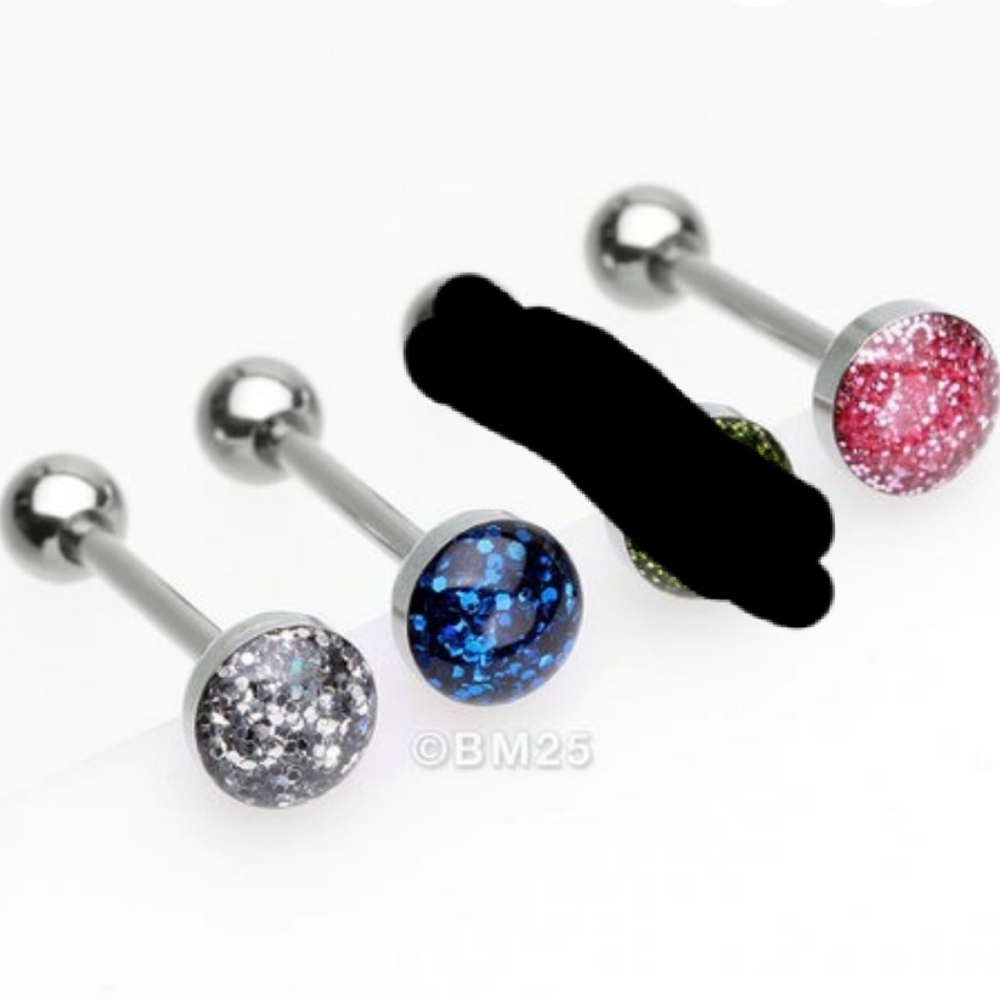 LOWEST PRICE-3 Pcs Pack Of Assorted Color Glitter Sparkle Top Steel Barbells